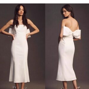 MEDIUM: BHLDN strapless white dress with detachable bow